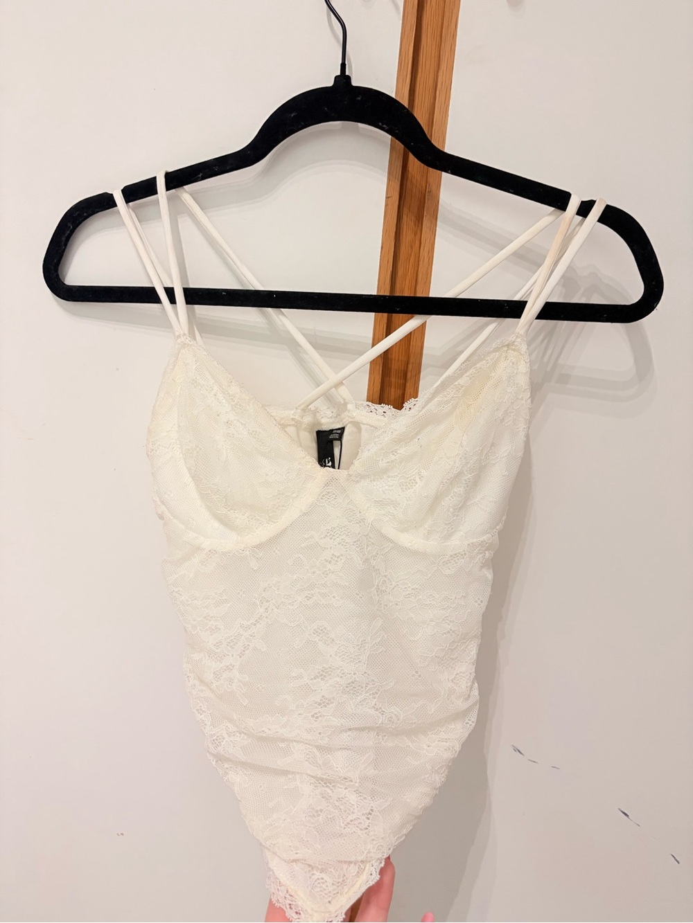 White Pointed Lace Cross Strapped Top